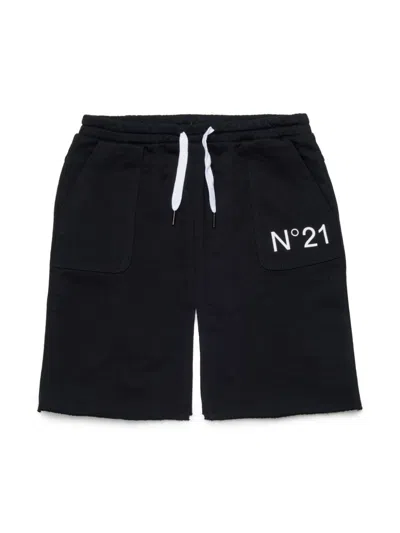 N°21 Kids' Logo-print Shorts In Black