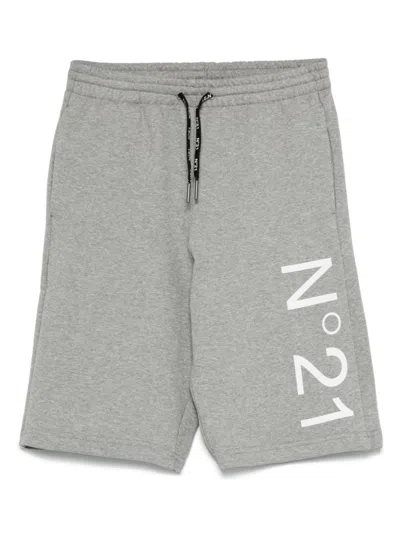 N°21 Kids' Logo-print Shorts In Grey
