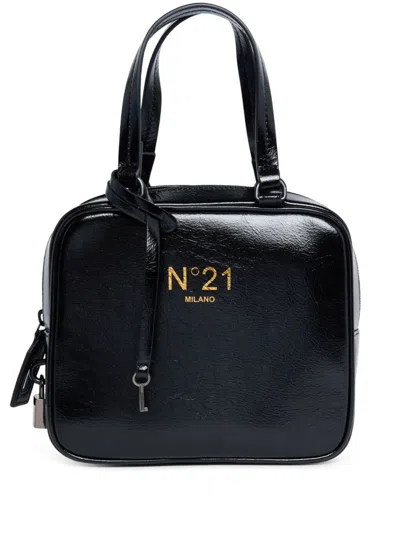N°21 Kids' Logo Print Shoulder Bag In Black