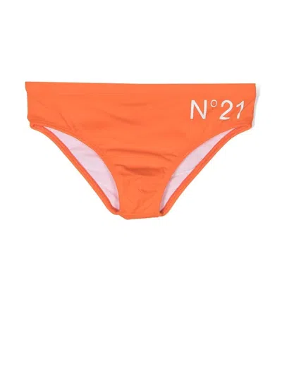 N°21 Kids' Logo-print Swim Pants In Orange