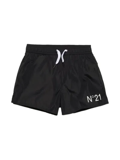 N°21 Kids' Logo-print Swim Shorts In Black