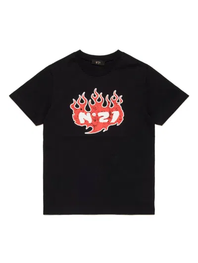 N°21 Kids' Logo-print T-shirt In Black