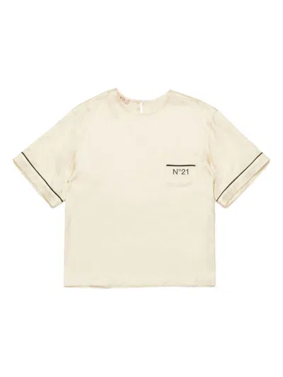 N°21 Kids' Logo-print T-shirt In Neutrals