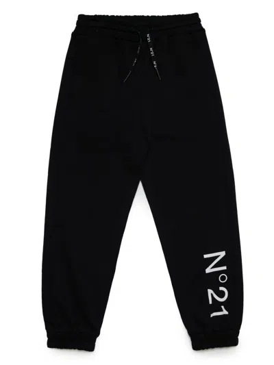 N°21 Kids' Logo-print Track Pants In Black