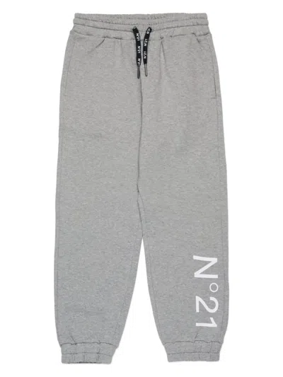 N°21 Kids' Logo-print Track Pants In Grey
