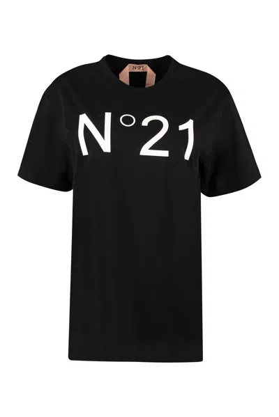 N°21 Woman T-shirt Black Size L Cotton