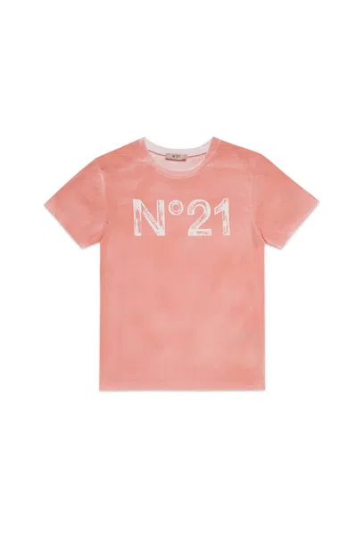N°21 Kids' Logo-print Cotton T-shirt In Salmone