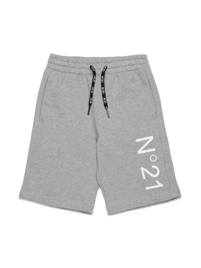 N°21 Kids' Logo Shorts In Grey