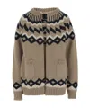N°21 Fair Isle Wool Cardigan With Geometric Pattern In Brown