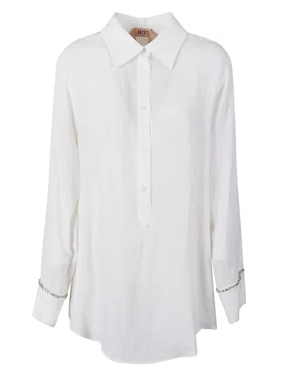N°21 Long-sleeved Shirt In Bianco Ottico