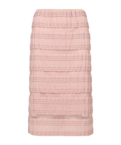 N°21 Lotus Leaf Trimmed Skirt In Pink