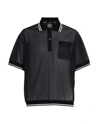 N°21 Man Polo Shirt Black Size Xl Polyamide, Cotton