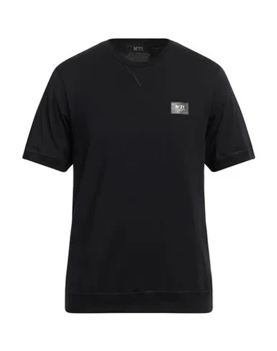 N°21 Man T-shirt Black Size L Cotton, Polyurethane, Polyester