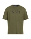 N°21 Man T-shirt Military Green Size Xl Cotton