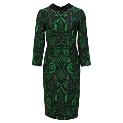 N°21 N 21 Brocade Midi Long Sleeve Dress In Green Polyester