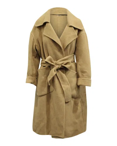 N°21 N.21 Belted Trench Coat In Beige Wool In Brown