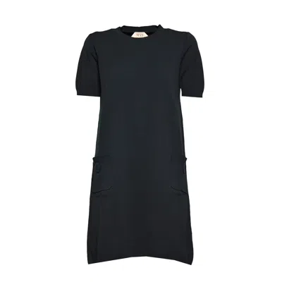N°21 Black Cotton Short Dress With Pockets