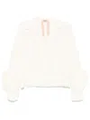 N°21 White Pleated Ruffle Sleeve Blouse In White