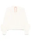 N°21 White Pleated Ruffle Sleeve Blouse In White