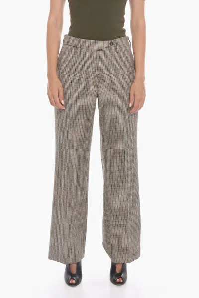 N°21 Chino Trousers With Pied De Poule Pattern In Beige