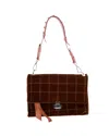 N°21 Front Flap Shoulder Bag In Brown Velvet In Brown