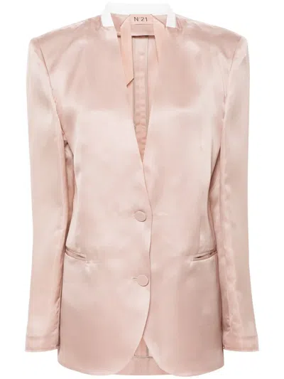 N°21 Single-breasted Silk Blazer In 4151 Cipria