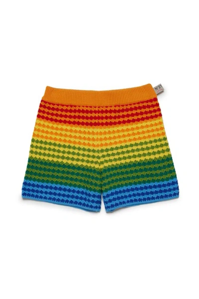 N°21 Kids Elastic Waist Knitted Shorts In Multi