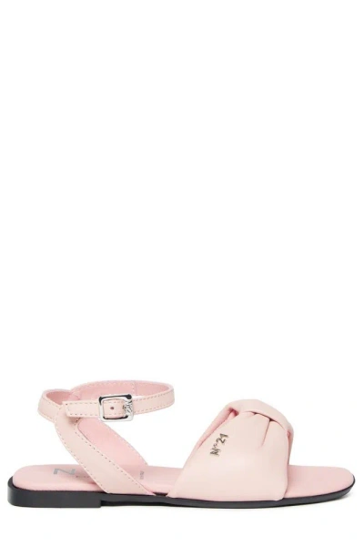 N°21 Kids' Bow-strap Leather Sandals In Beige