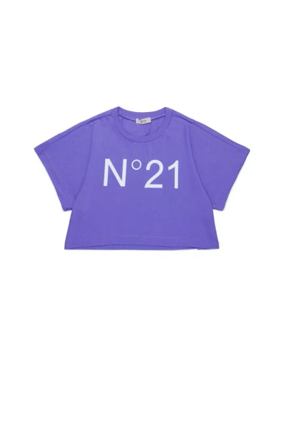 N°21 Kids Logo Printed Cropped T In Purple