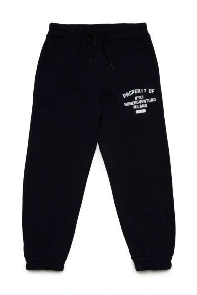 N°21 Kids Logo Printed Fleece Jogger Pants In Black