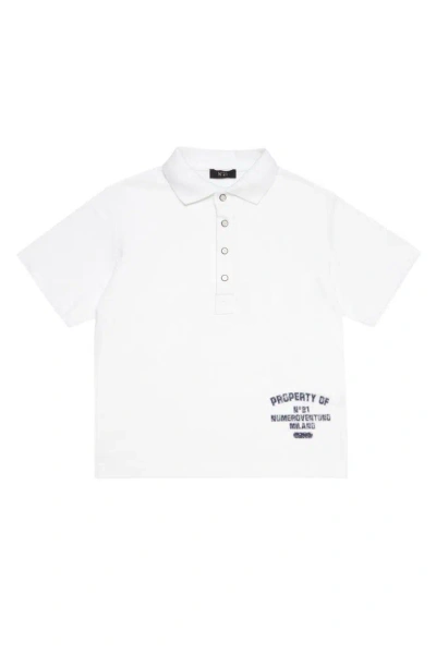 N°21 Kids Logo Printed Polo Shirt In White