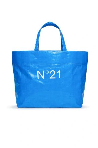 N°21 Nº21 Kids Logo Printed Top Handle Bag In Blue