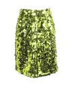 N°21 Mini Pencil Skirt With Side Pockets In Lime Green Sequins In Green