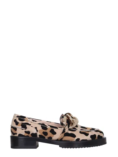 N°21 N.21 Animalier Suede Moccasin With Oversized Chain