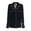 N°21 Open Collar Shirt With Contrasting Piping In Black