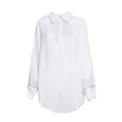 N°21 Oversized White Linen Blend Shirt