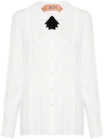 N°21 Lace-trim Shirt In 1102 Panna