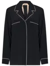 N°21 Open Collar Shirt With Contrasting Piping In Black