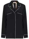 N°21 Open Collar Shirt With Contrasting Piping In Black