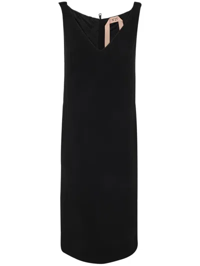 N°21 V Neck Pencil Midi Dress In Black