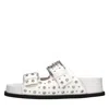 N°21 Crystal-embellished Double-strap Slides In Bianco Neutri