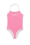 N°21 Costume Intero Con Logo In Pink