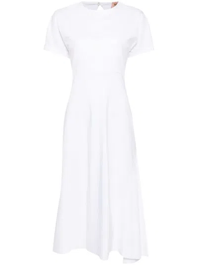 N°21 Open-back Cotton Midi Dress In White