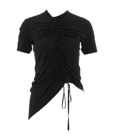 N°21 Pleated Short-sleeved T-shirt In Black
