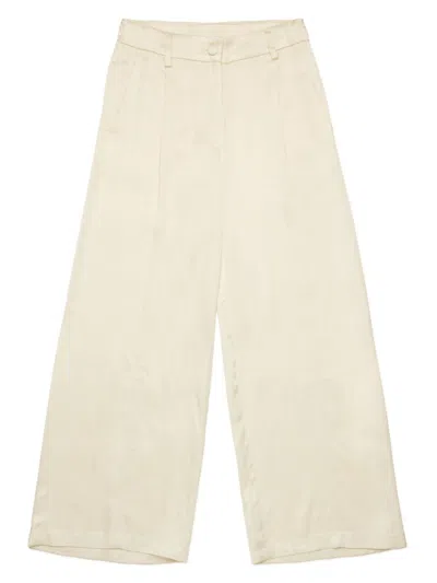 N°21 Kids' Pantaloni Palazzo In Satin Con Pinces In White