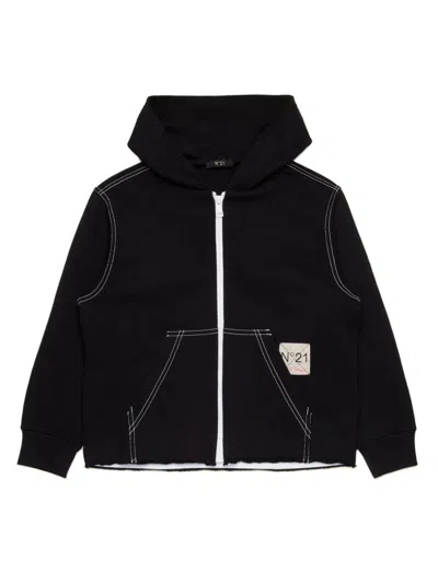 N°21 Kids' Printed Hoodie In Black