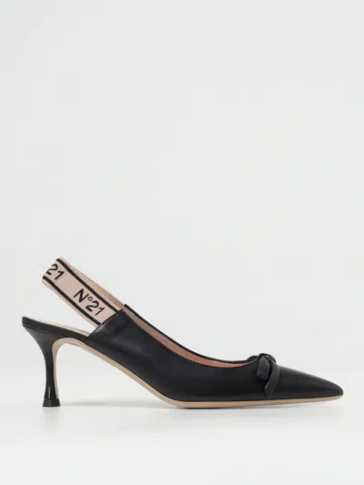 N°21 Logo-strap Bow Leather Pumps In Schwarz