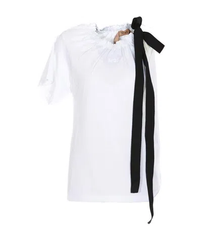 N°21 Ruffle Detail T-shirt In White