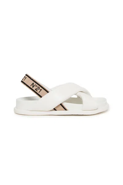 N°21 Kids' Sandali Fussbett Effetto Puffy In White