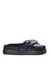 N°21 Velvet Sandals With Oversized Chain In Green